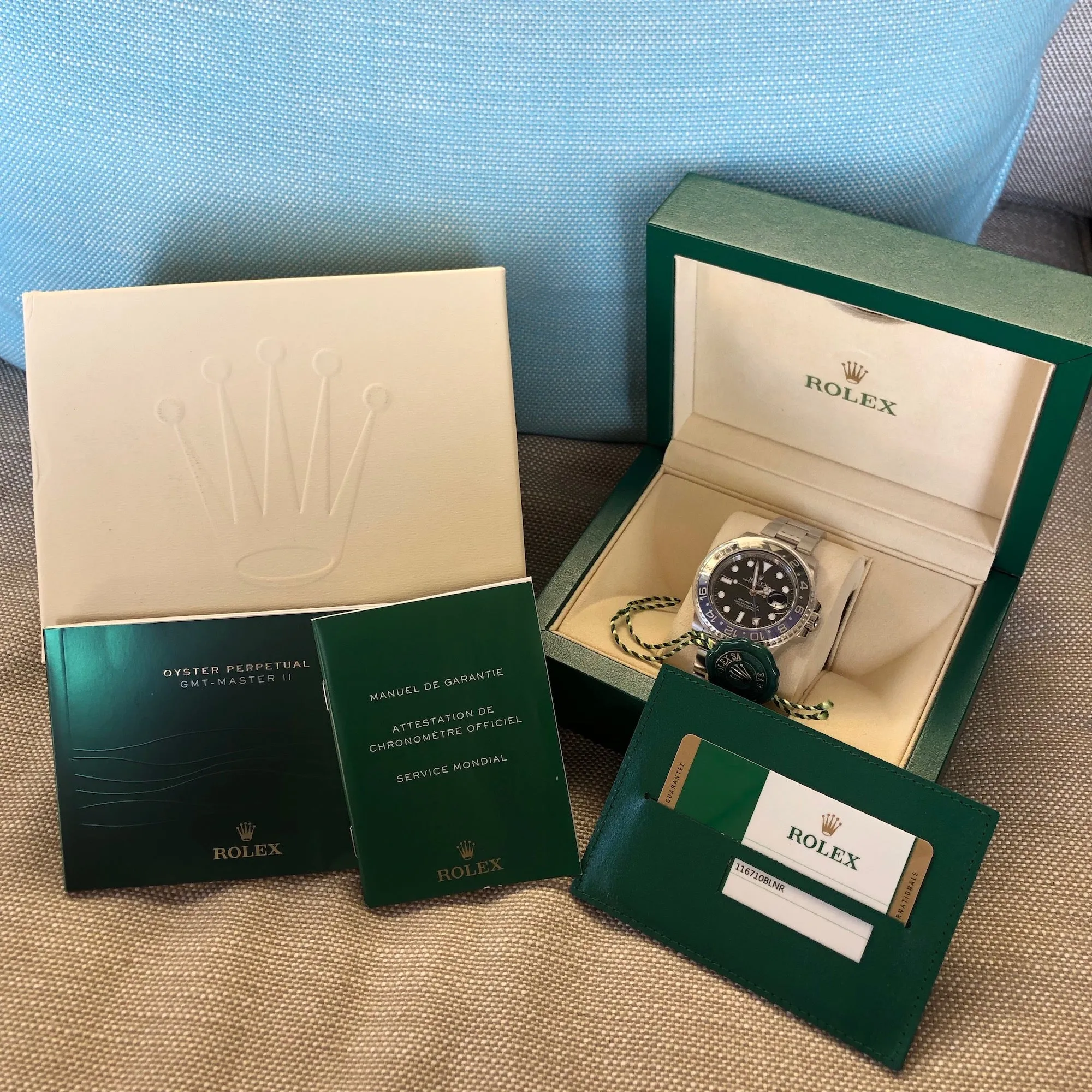 2015 Rolex GMT Master II 116710 BLNR Batman Ceramic Steel Automatic Wristwatch Box Papers