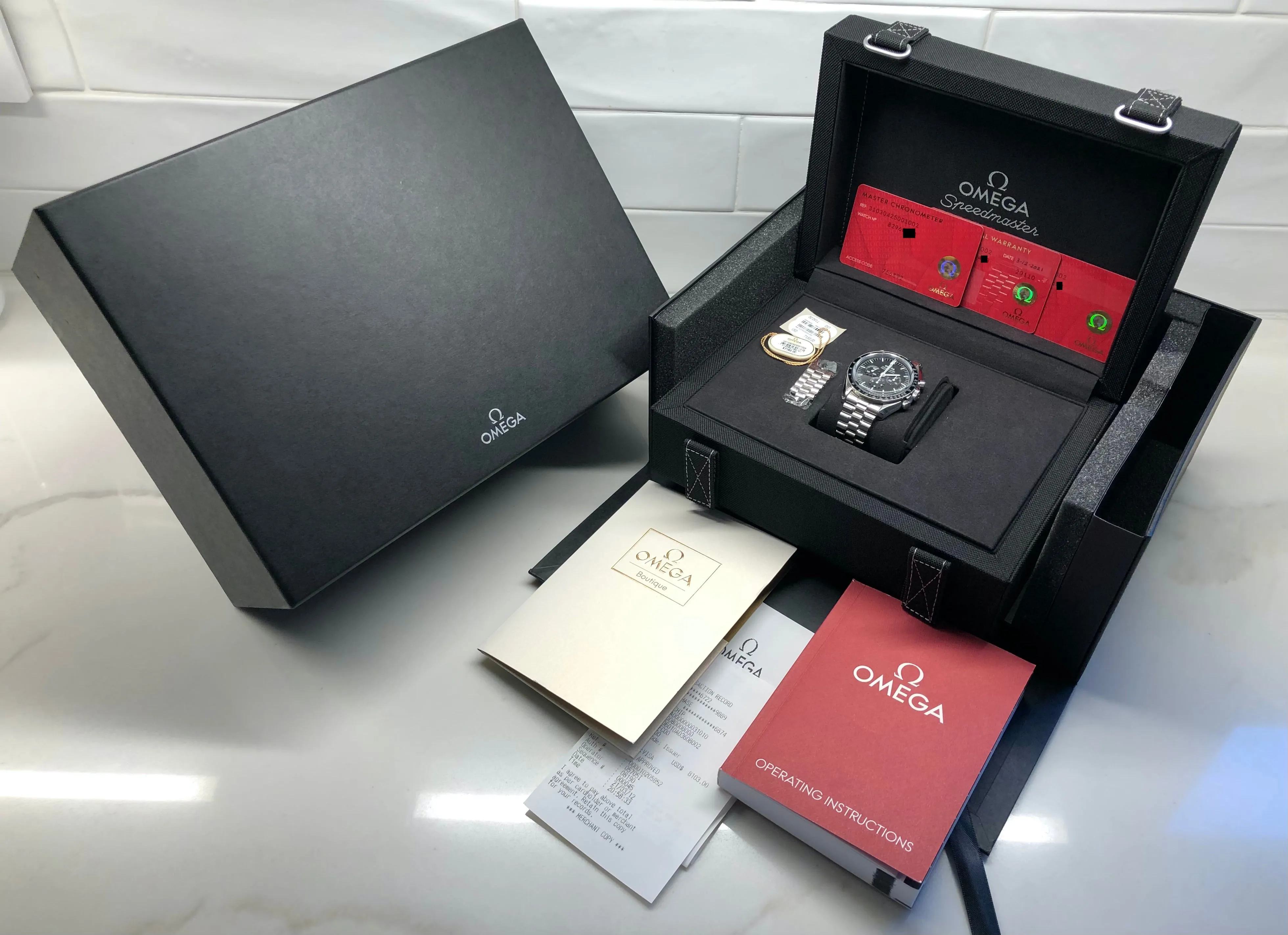 2021 Omega Speedmaster Moonwatch 310.30.42.50.01.002 Master 42mm Wristwatch with Box Papers
