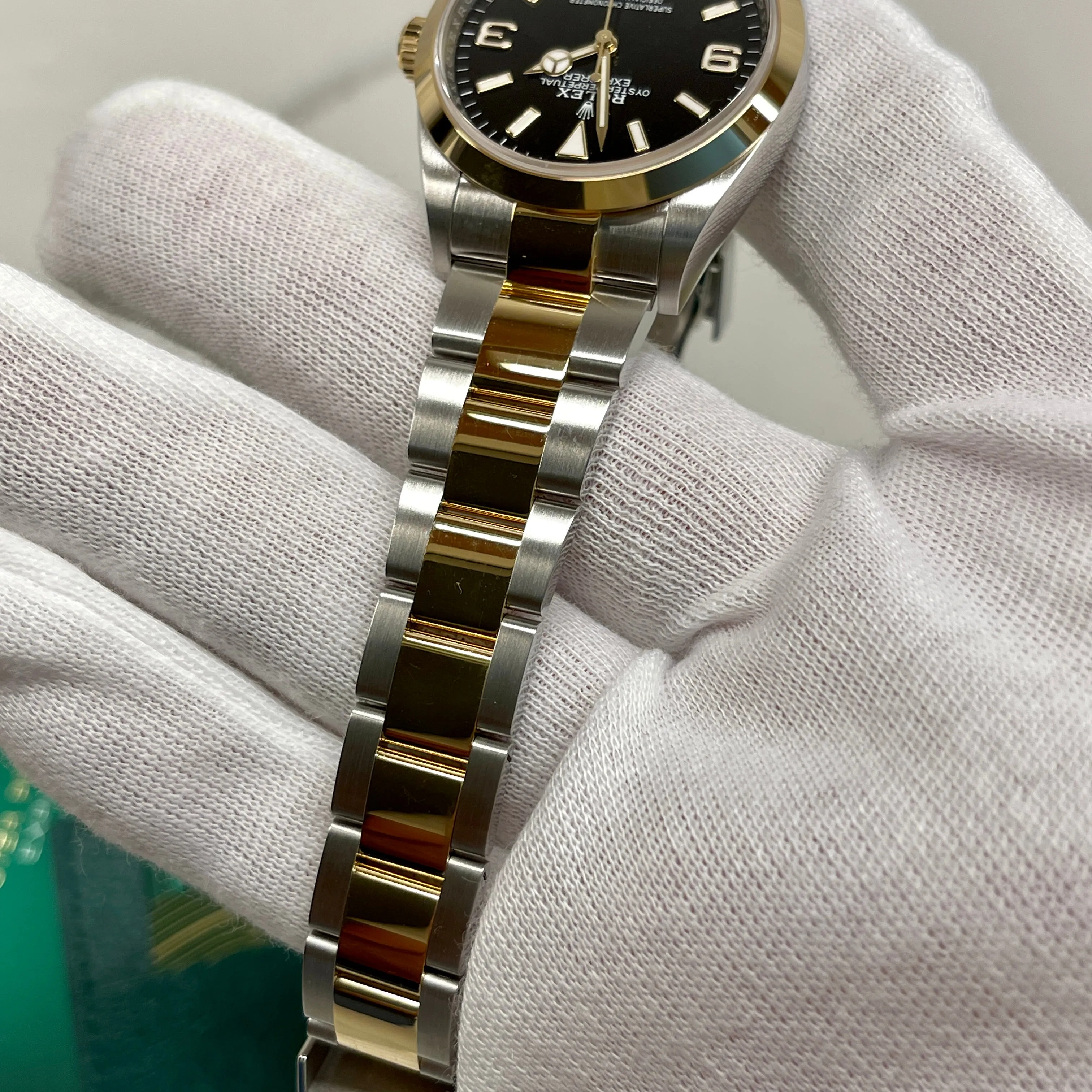 2021 Rolex Explorer 124273 Two Tone Steel Rolesor Gold Oyster Perpetual Steel Wristwatch Box Papers