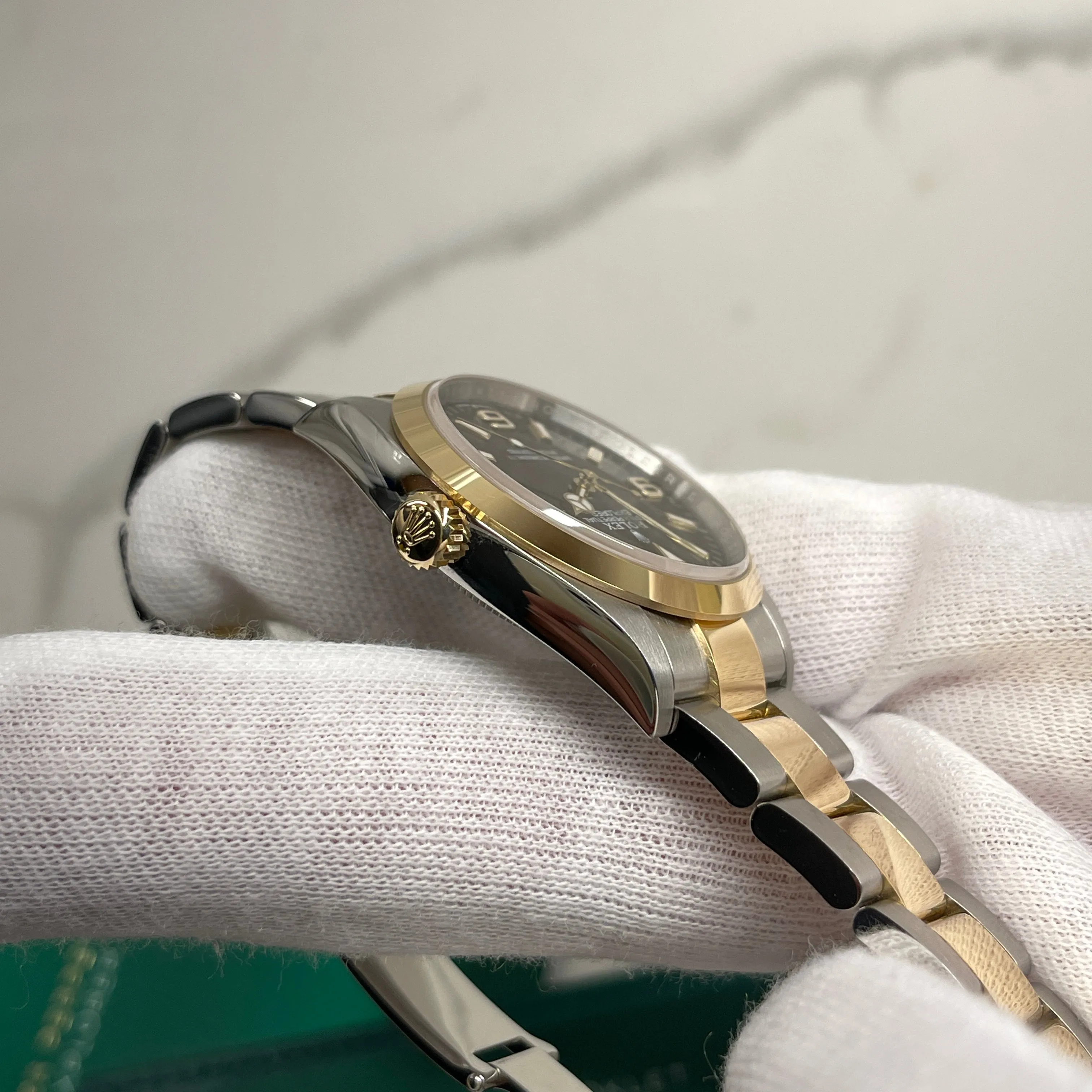 2021 Rolex Explorer 124273 Two Tone Steel Rolesor Gold Oyster Perpetual Steel Wristwatch Box Papers