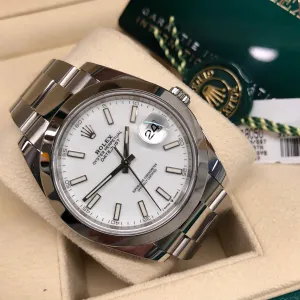 2024 Rolex Datejust 126300 White 41mm Steel Oyster Wristwatch with Box and Papers