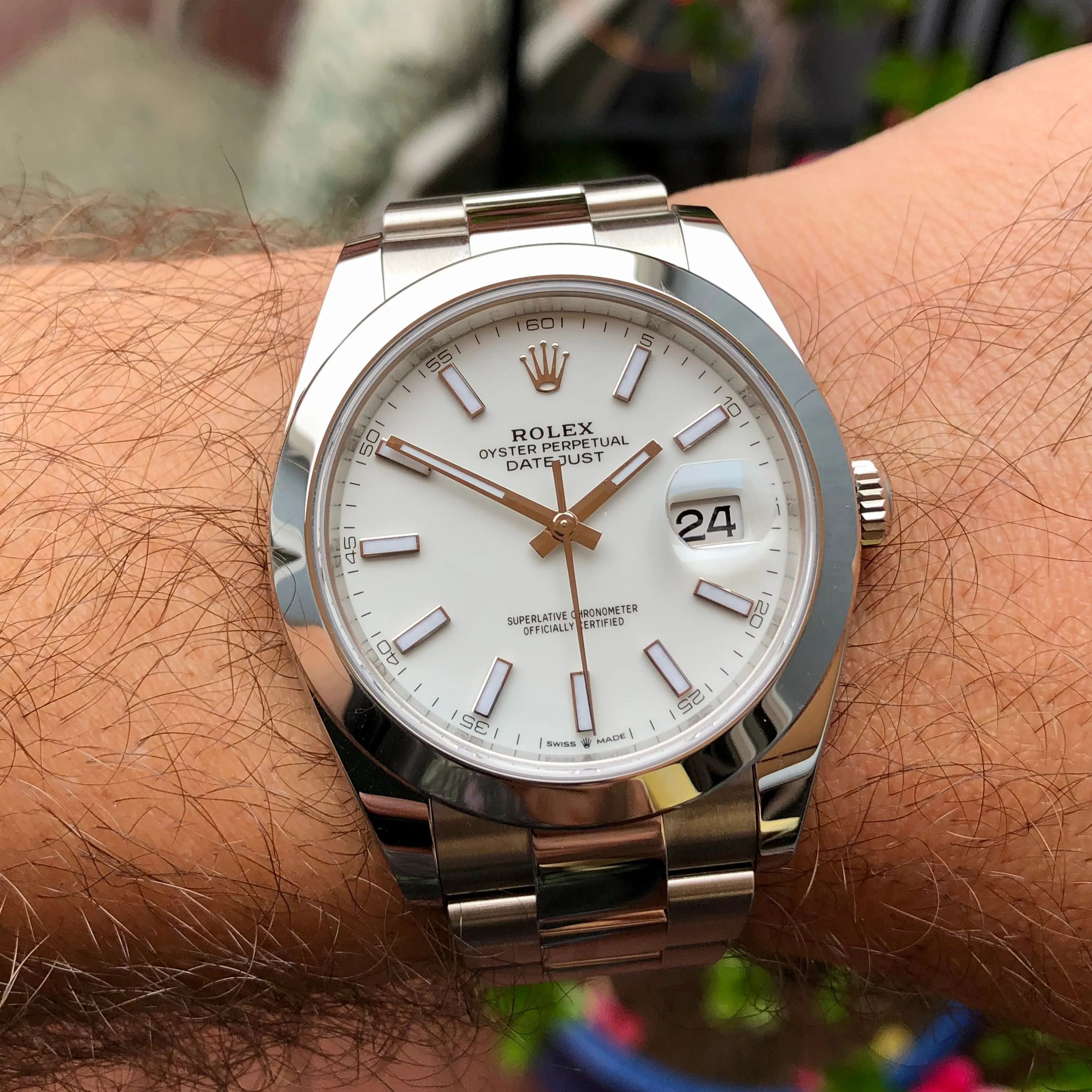 2024 Rolex Datejust 126300 White 41mm Steel Oyster Wristwatch with Box and Papers