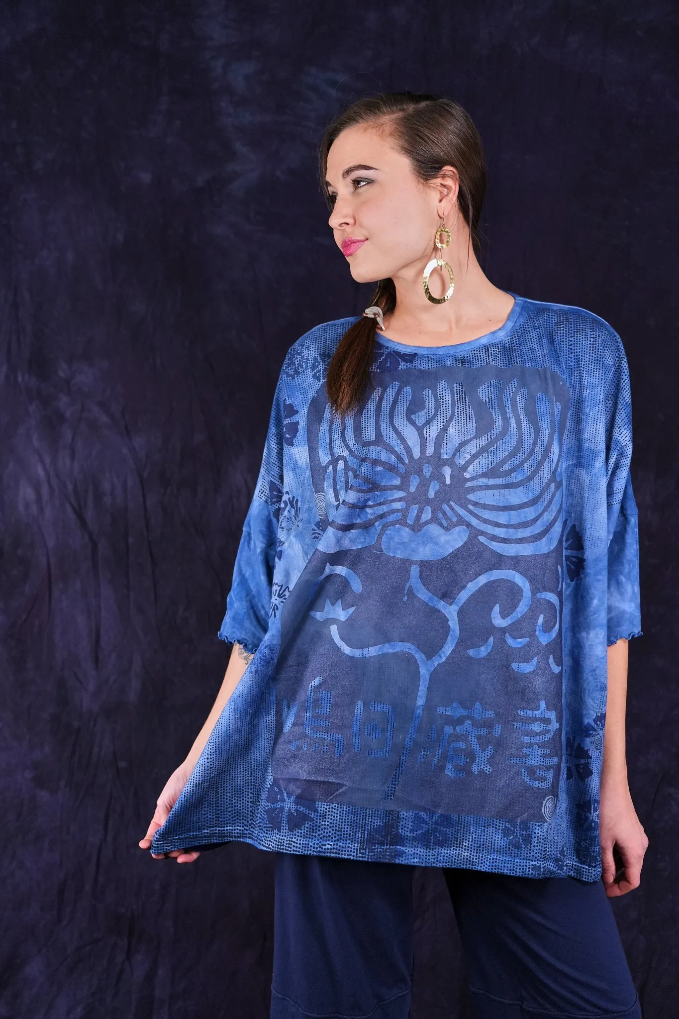 2353HD Square Tee w/ Lettuce Sleeves Super Blu -P