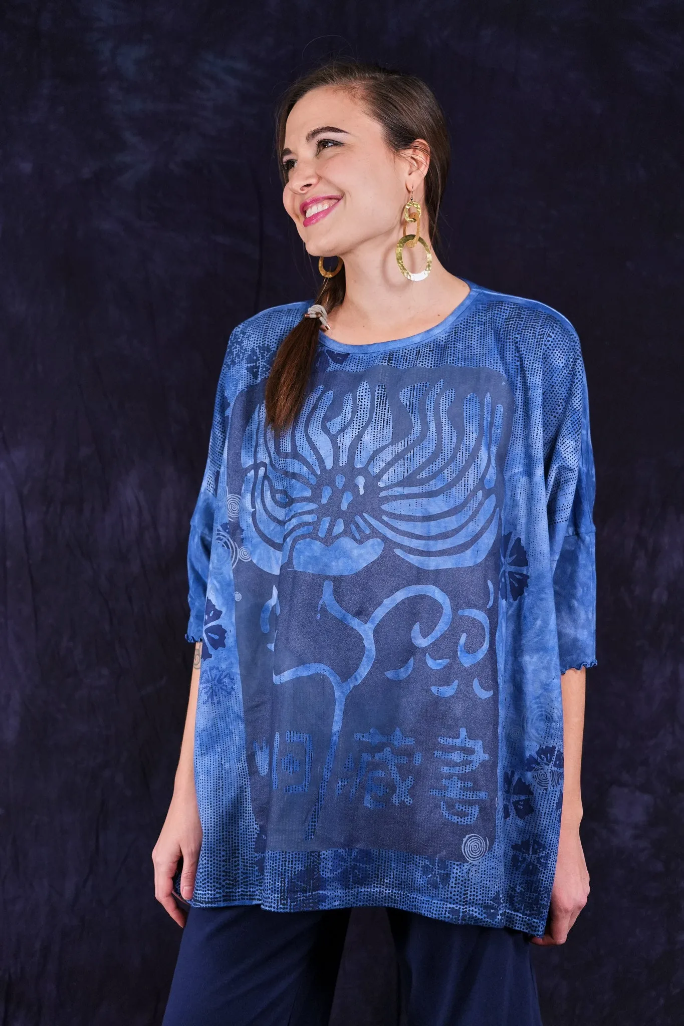 2353HD Square Tee w/ Lettuce Sleeves Super Blu -P