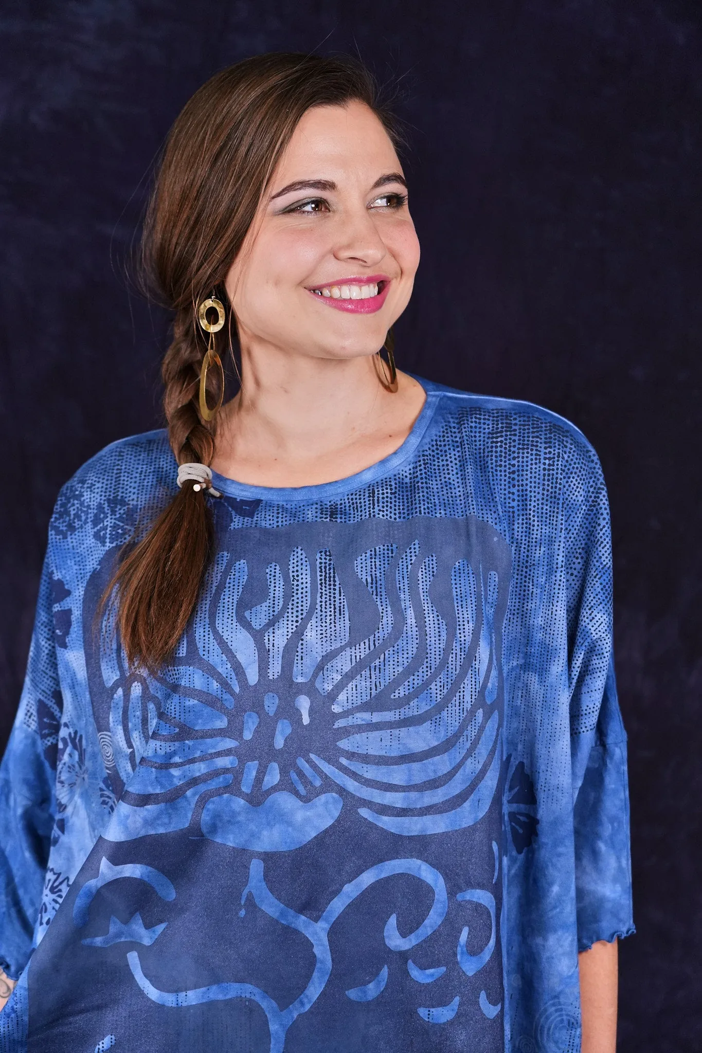 2353HD Square Tee w/ Lettuce Sleeves Super Blu -P