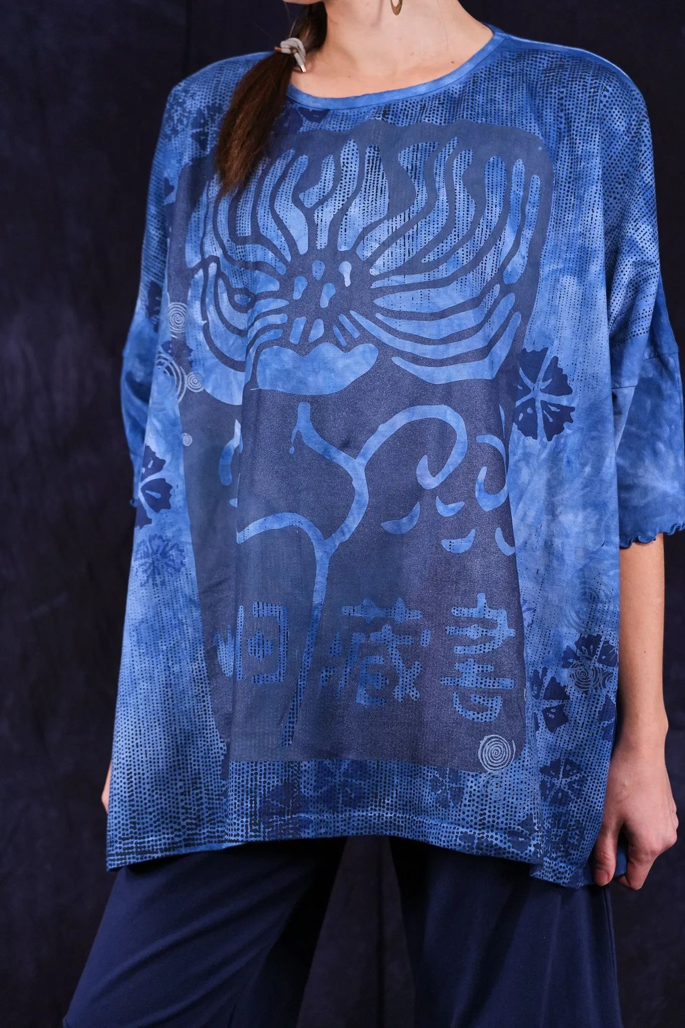 2353HD Square Tee w/ Lettuce Sleeves Super Blu -P