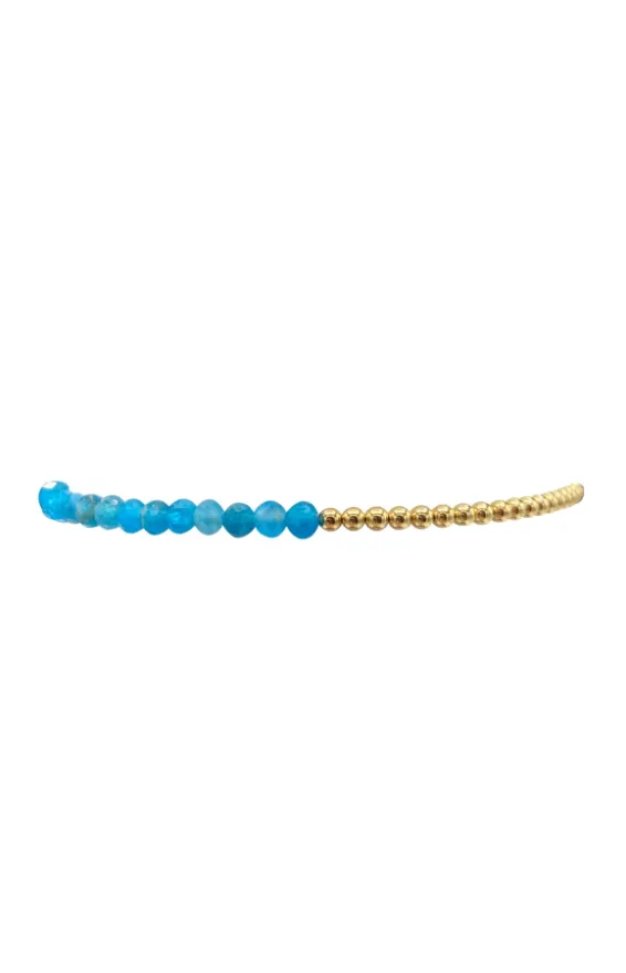 2mm Yellow Gold Filled Bracelet with Blue Amazonite