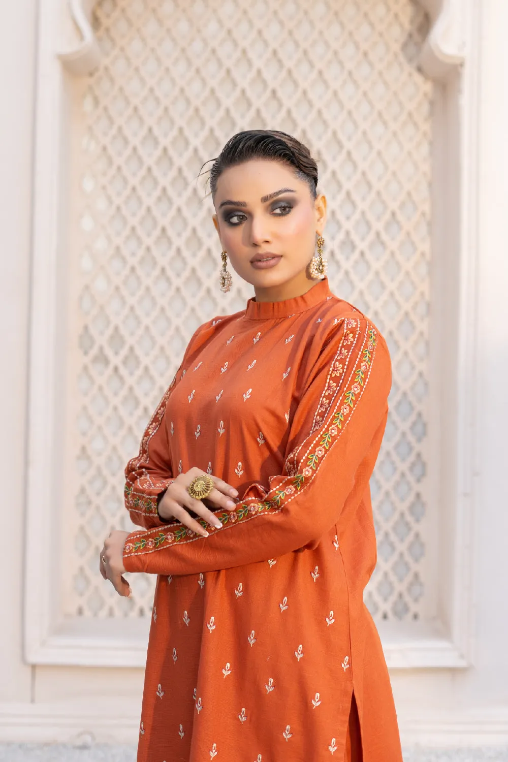 2PC Stitched | Embroidered Khaddar Suit