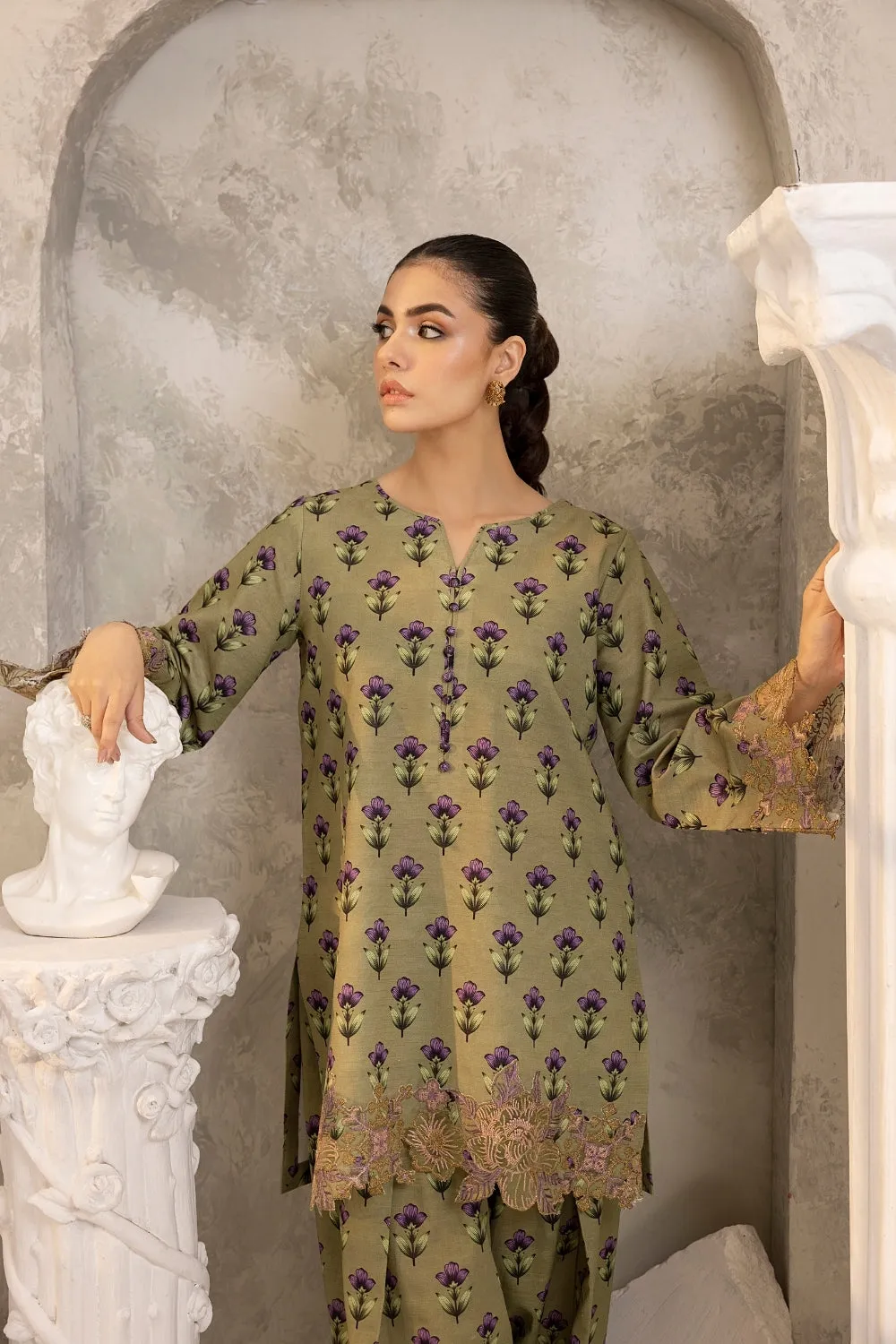 2PC STITCHED | EMBROIDERED KHADDAR SUIT