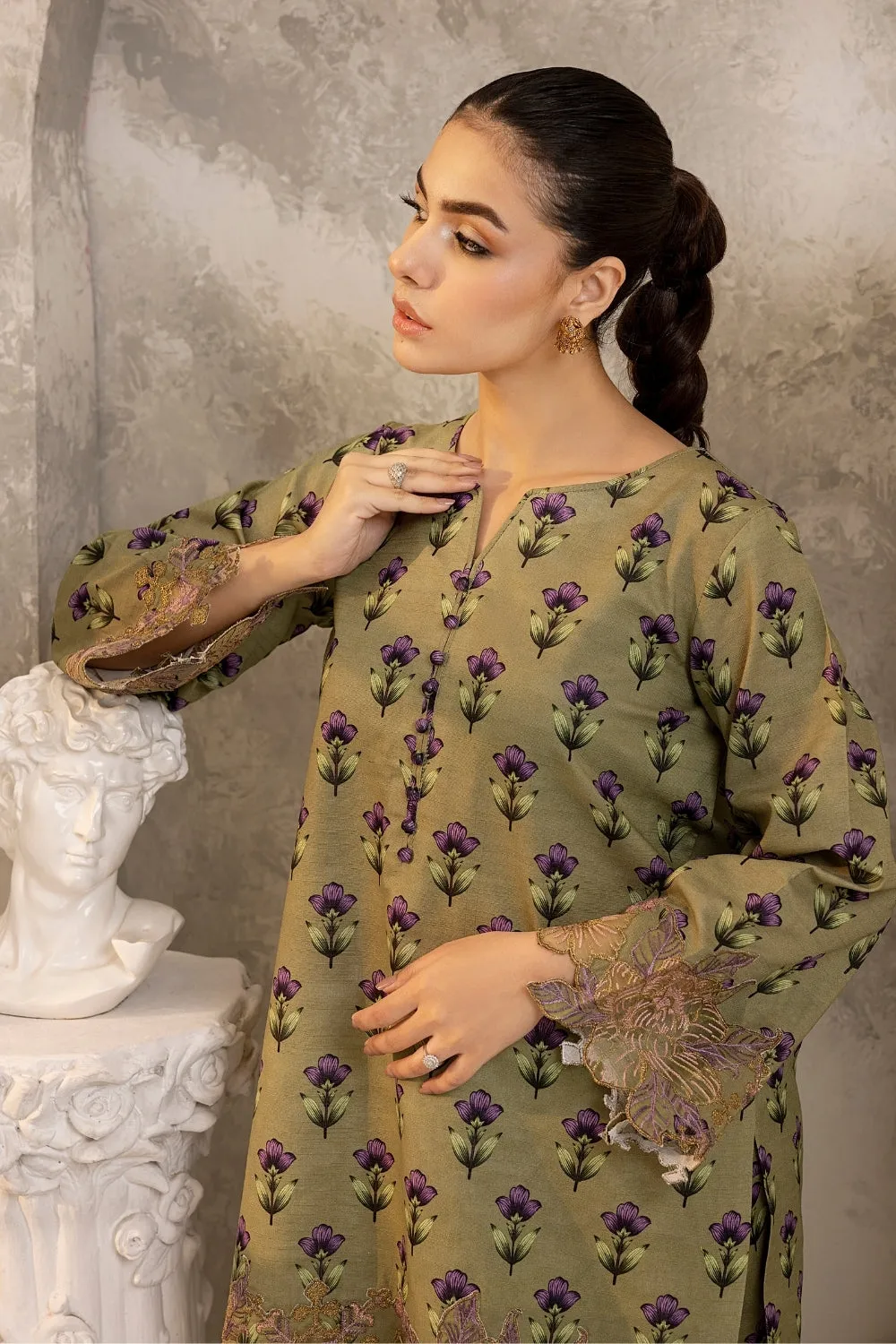 2PC STITCHED | EMBROIDERED KHADDAR SUIT