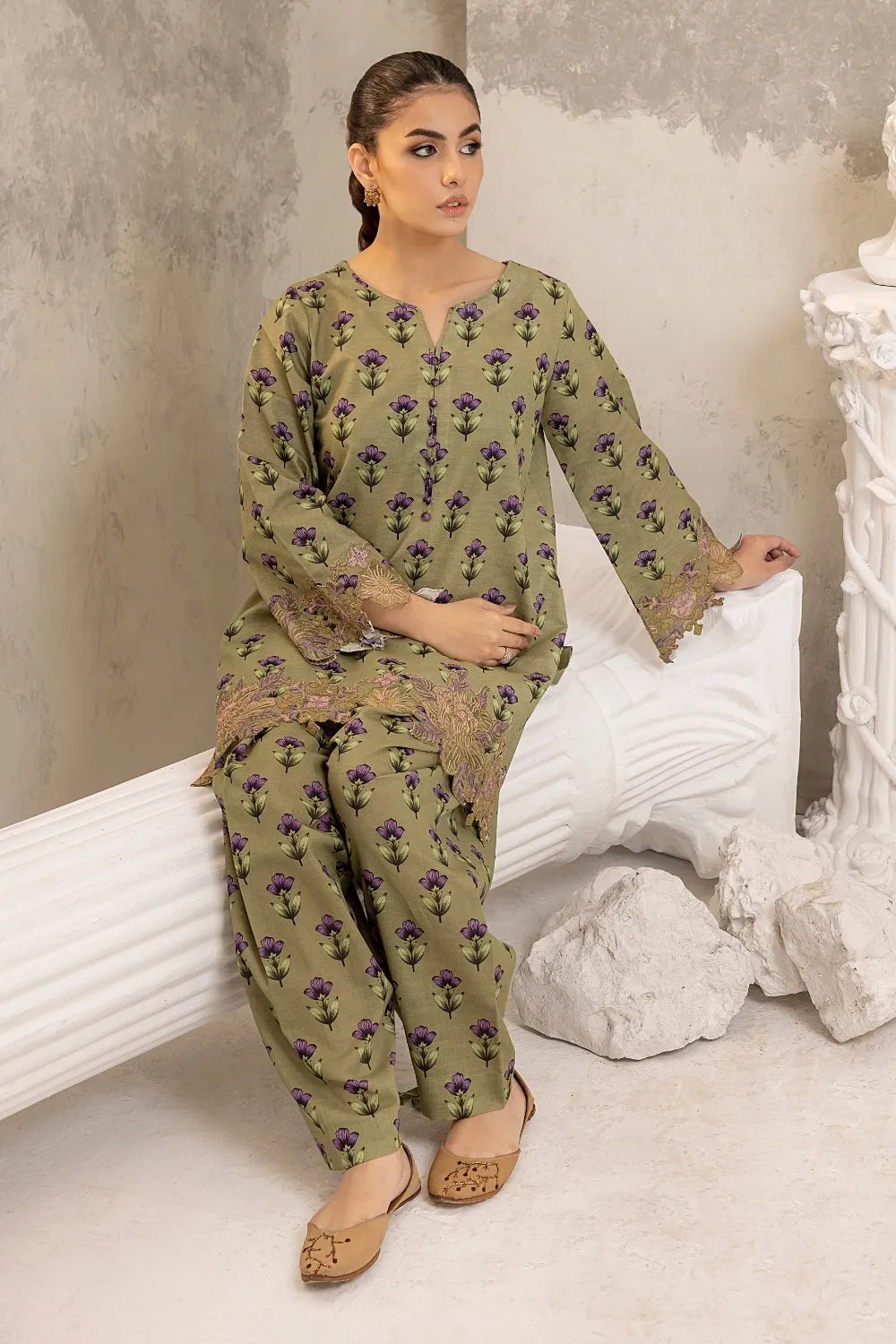 2PC STITCHED | EMBROIDERED KHADDAR SUIT