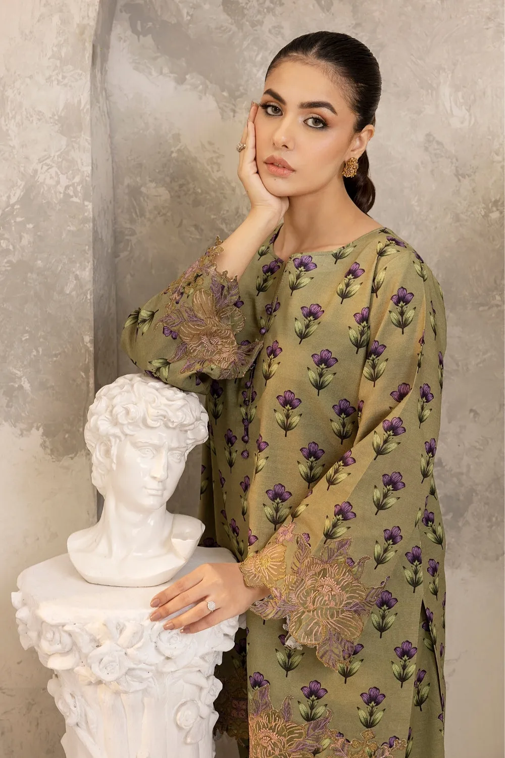 2PC STITCHED | EMBROIDERED KHADDAR SUIT