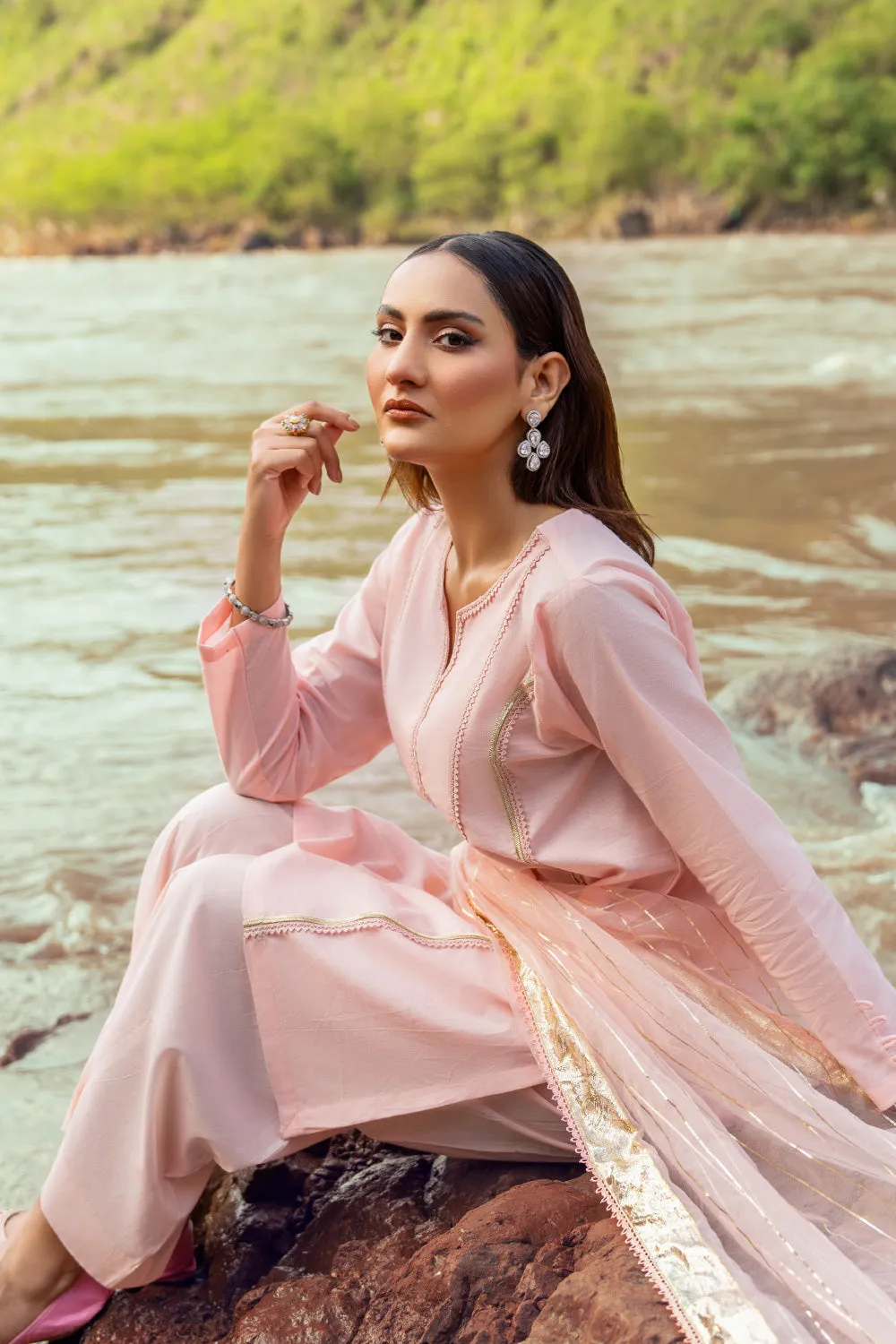 2PC Stitched | Jacquard Shirt   Dupatta