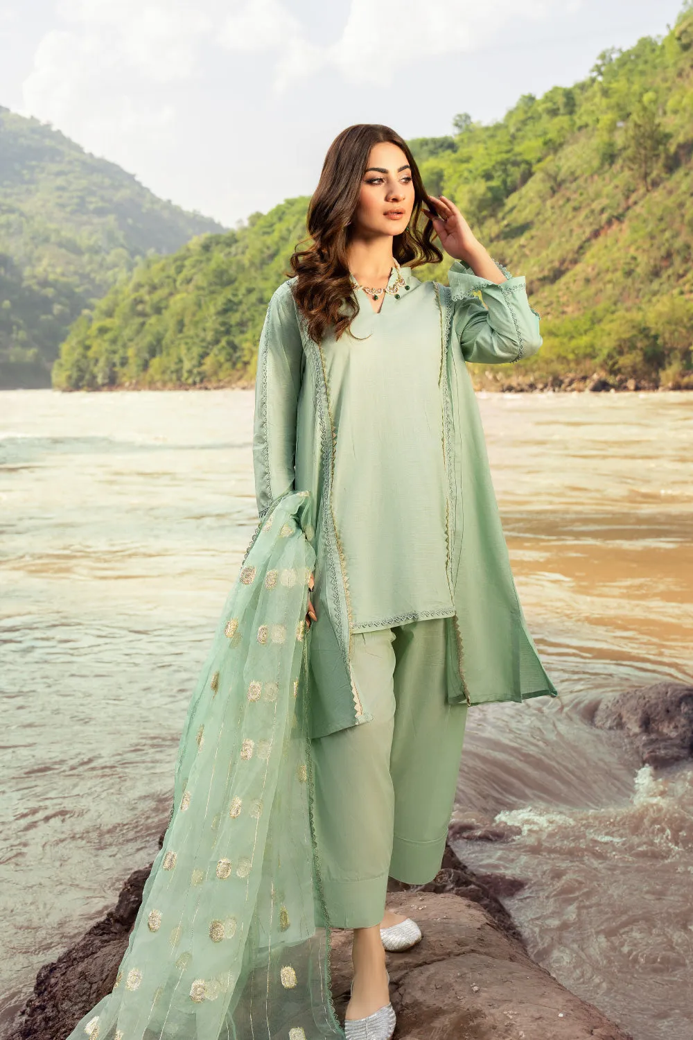 2PC Stitched | Jacquard Shirt   Dupatta
