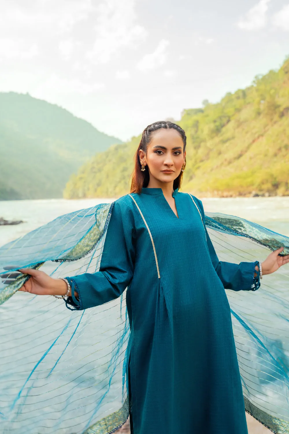 2PC Stitched | Jacquard Shirt   Dupatta