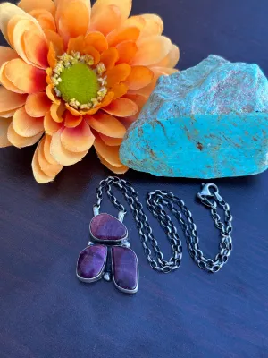 3 Stone Spiny Fixed Pendant Necklace