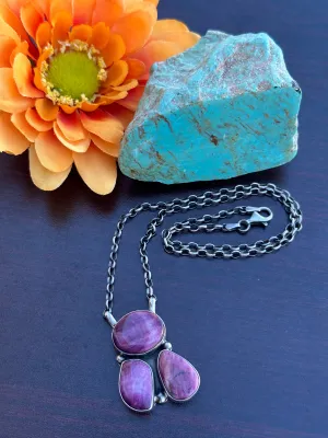 3 Stone Spiny Fixed Pendant Necklace