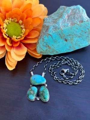 3 Stone Spiny Fixed Pendant Necklace