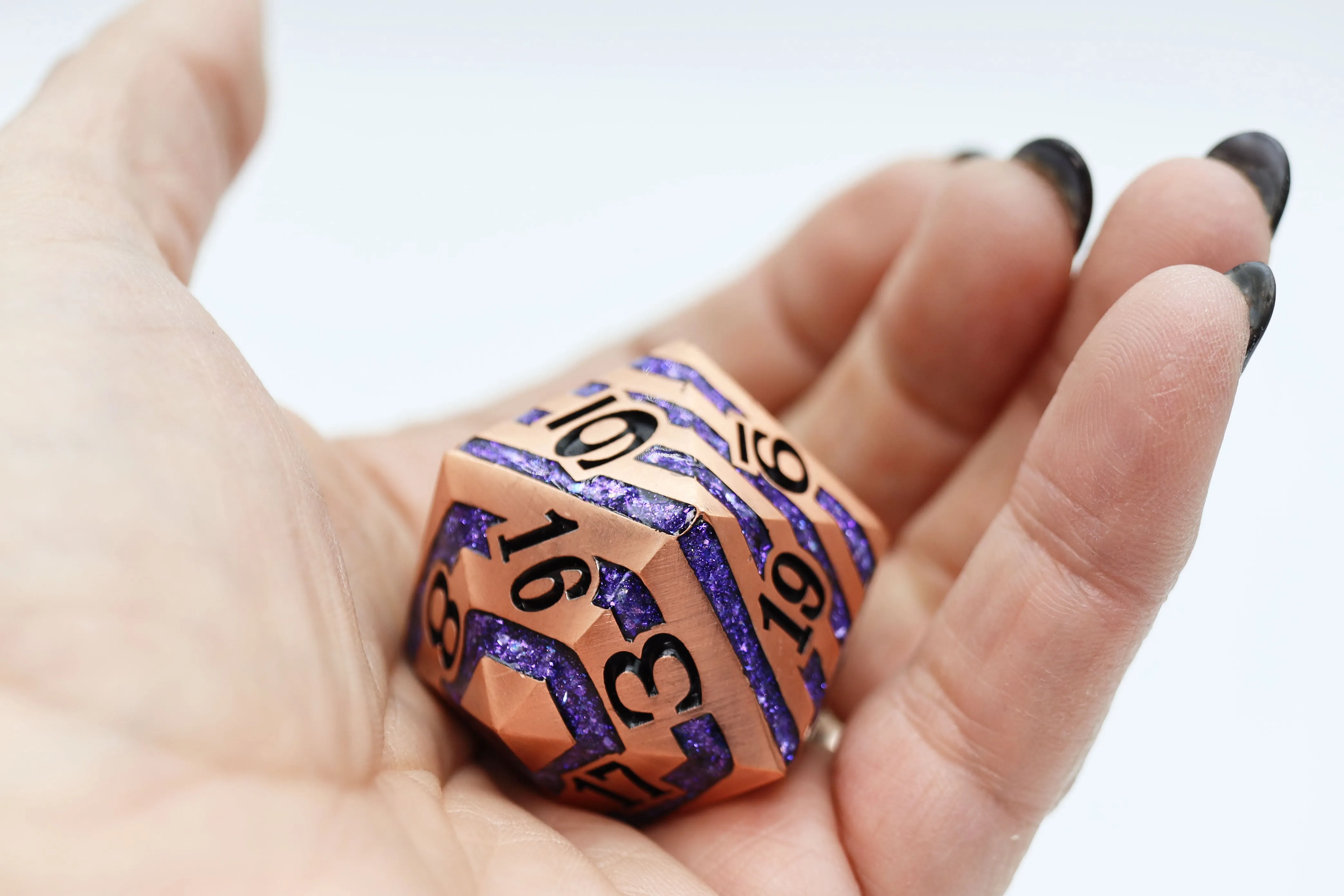 35mm Metal D20 - Copper with Purple Mica