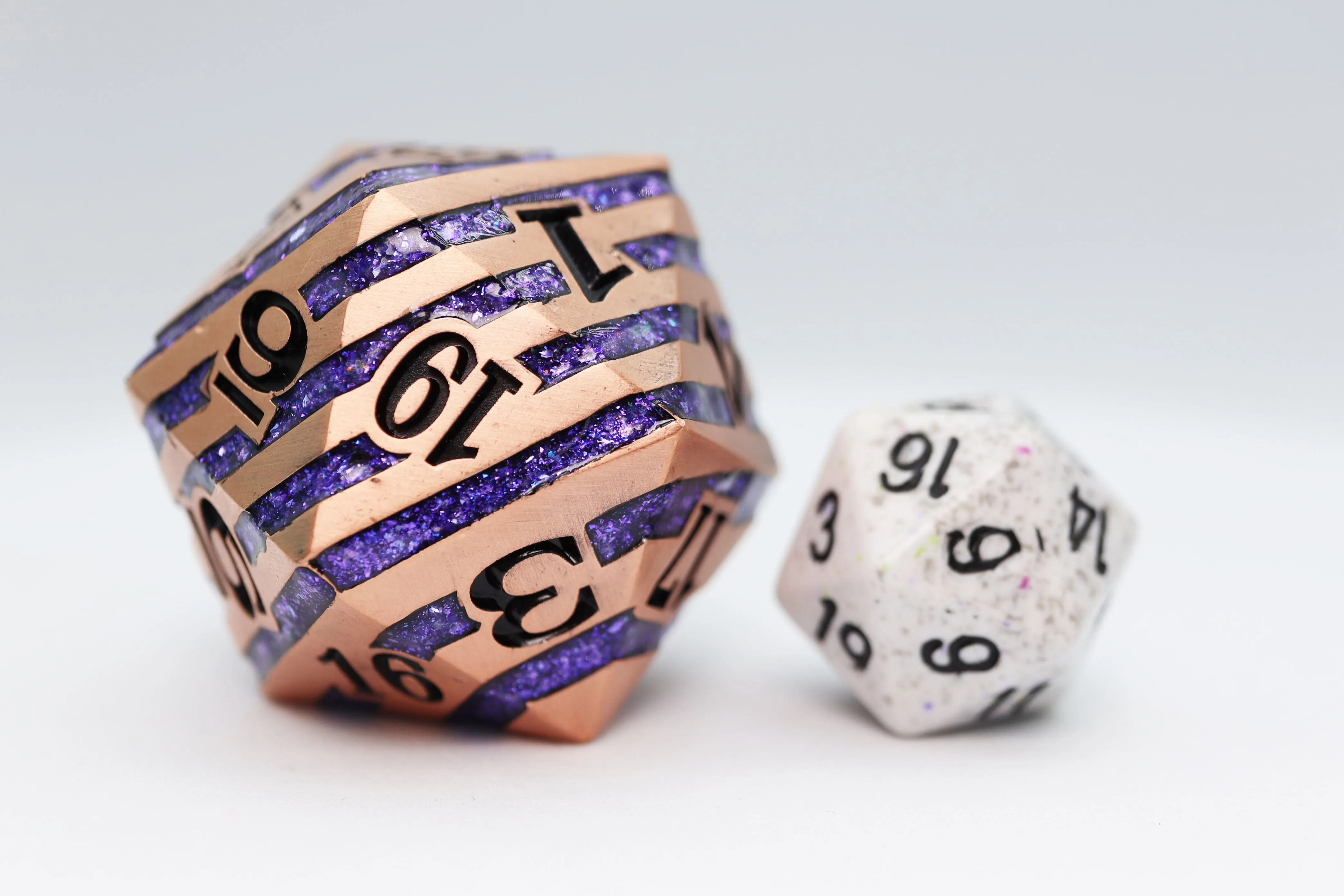 35mm Metal D20 - Copper with Purple Mica