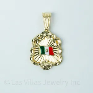 3d Pendant with Mexico Flag in 14k