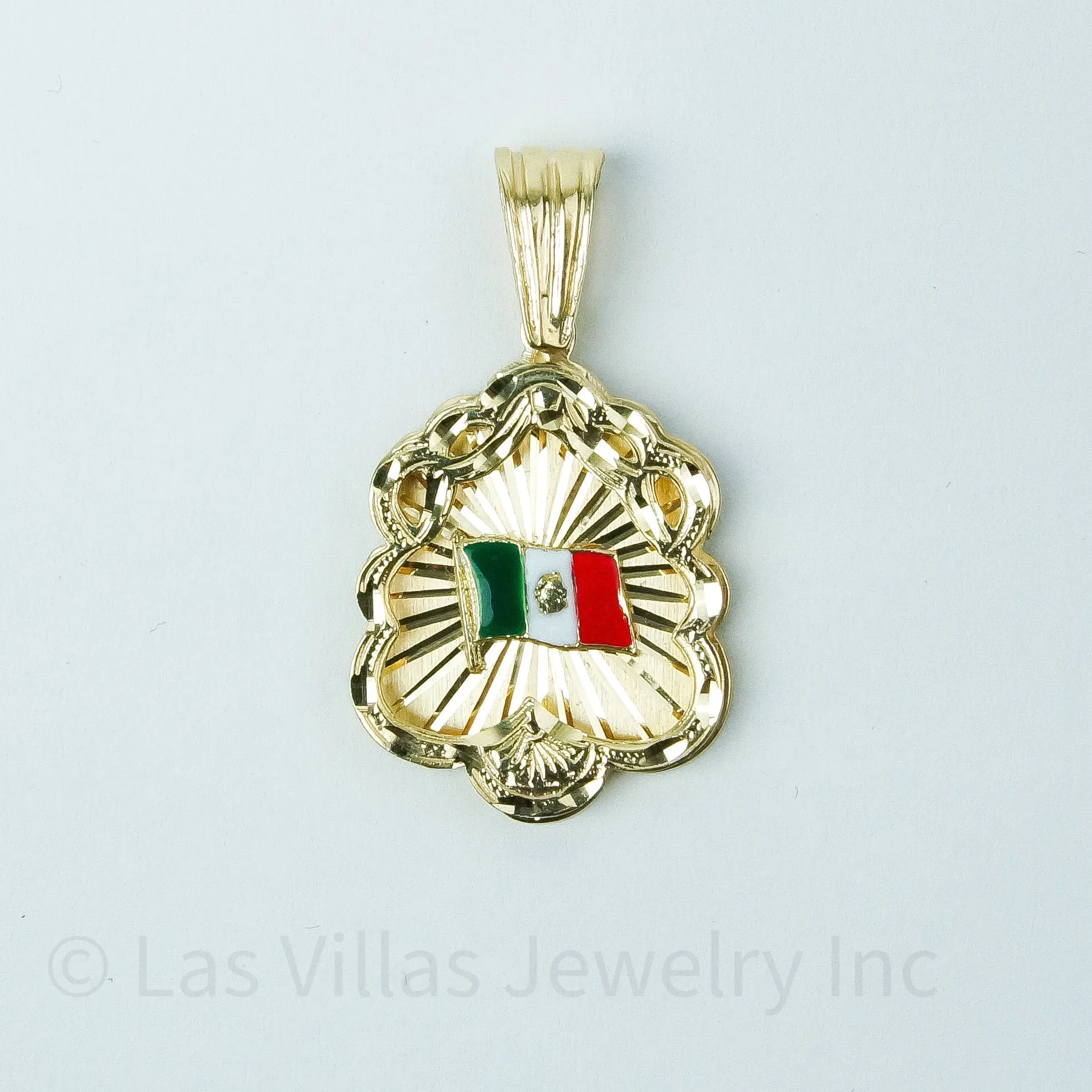 3d Pendant with Mexico Flag in 14k