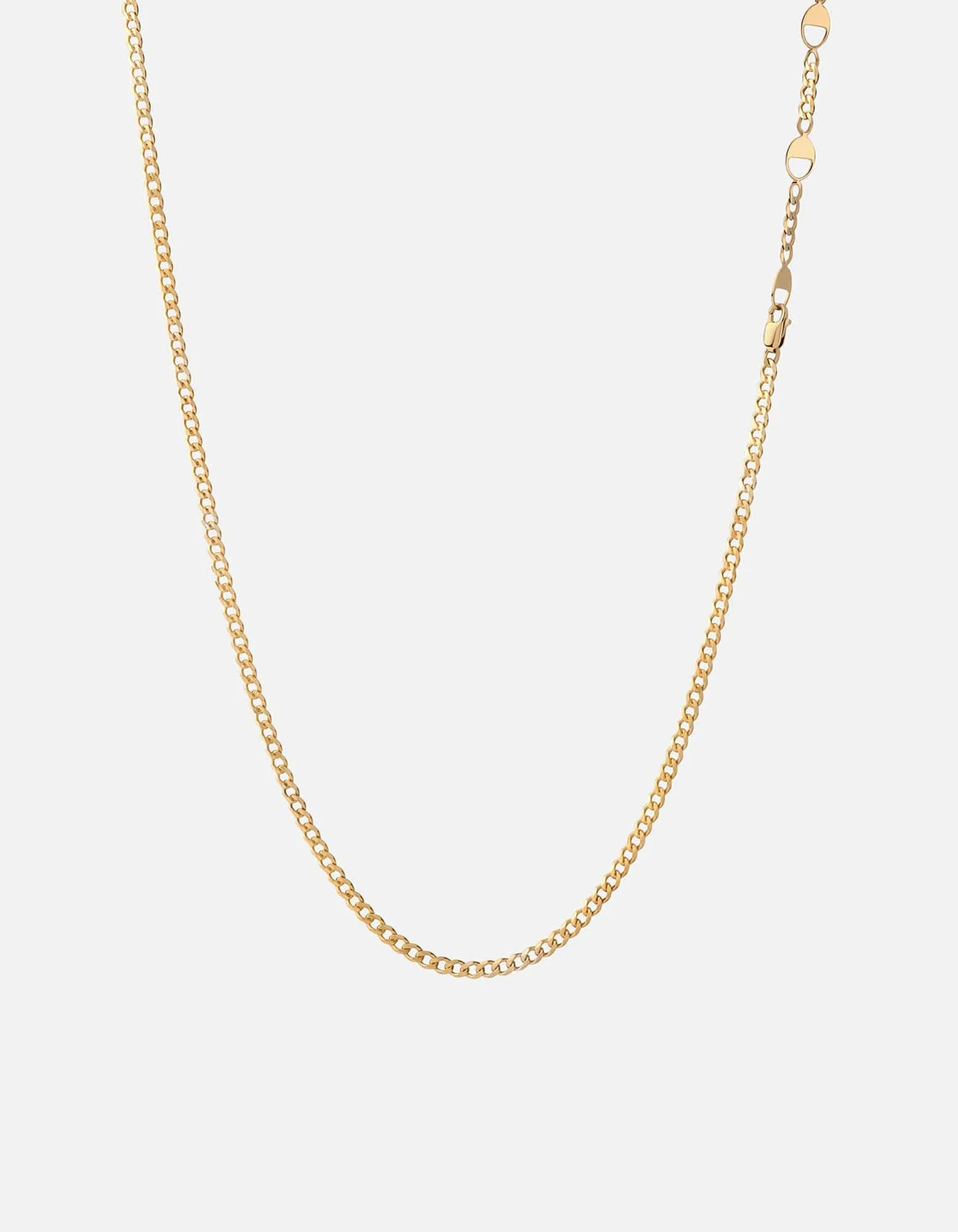 3mm Cuban Chain Necklace, Gold