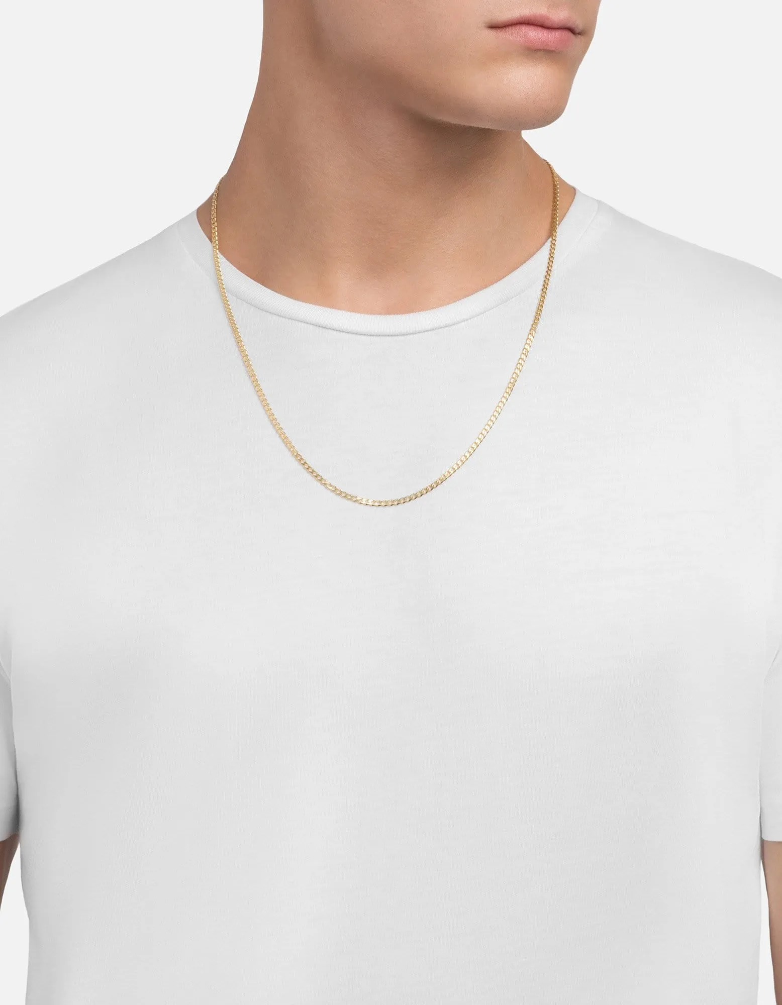 3mm Cuban Chain Necklace, Gold