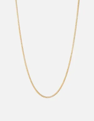 3mm Cuban Chain Necklace, Gold
