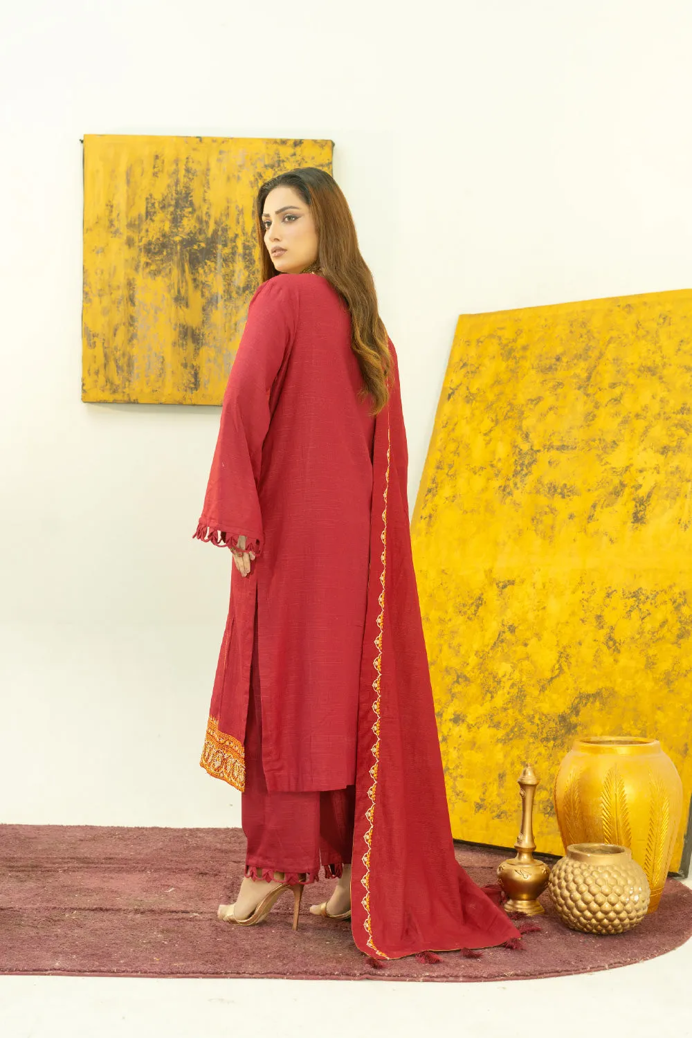 3PC Stitched | Embroidered Khaddar Suit