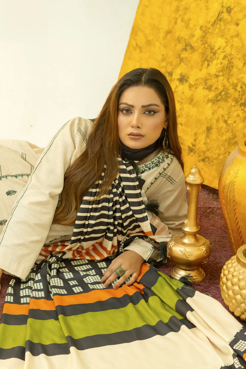 3PC Stitched | Embroidered Khaddar Suit