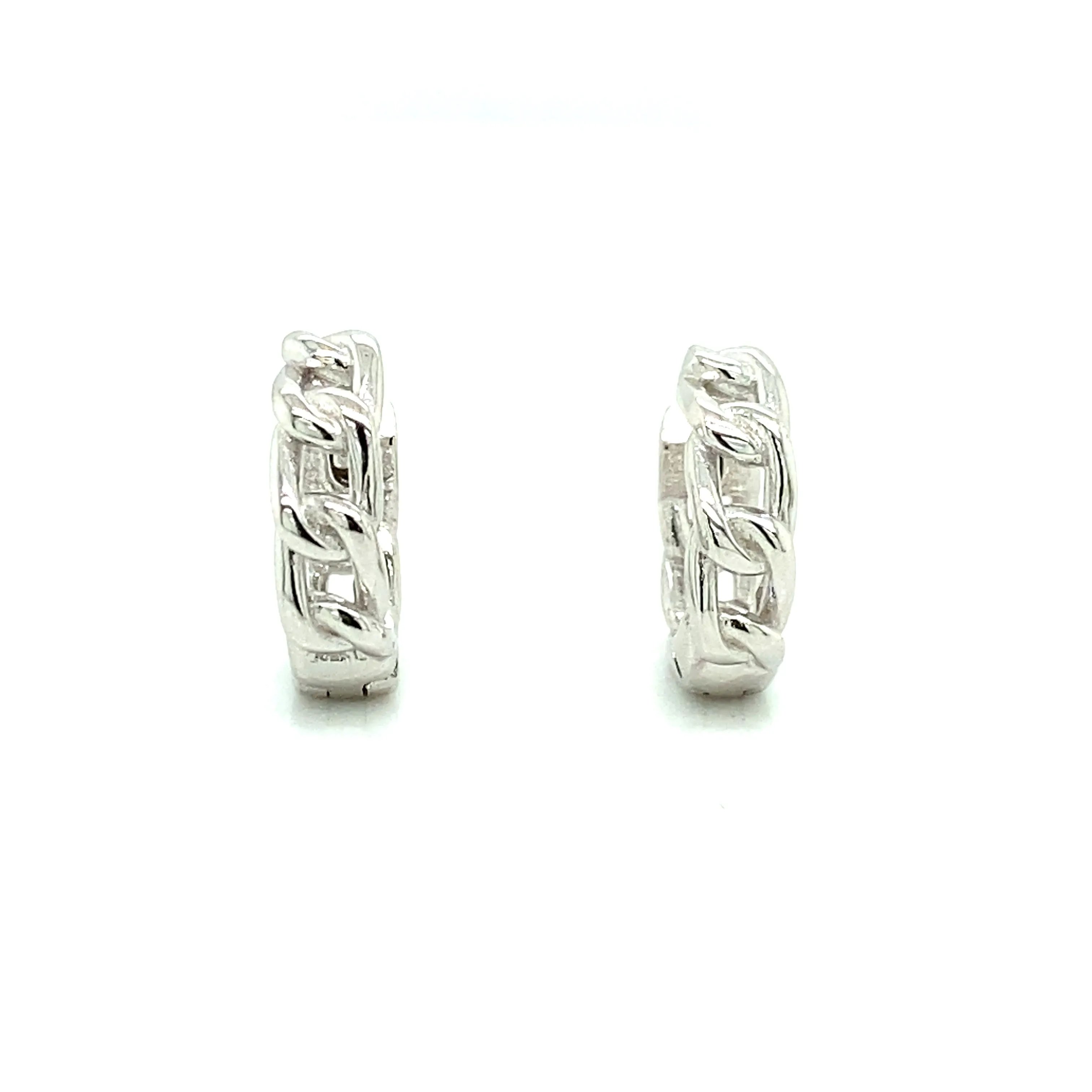 925 Cute Cuban-link Huggie Earrings