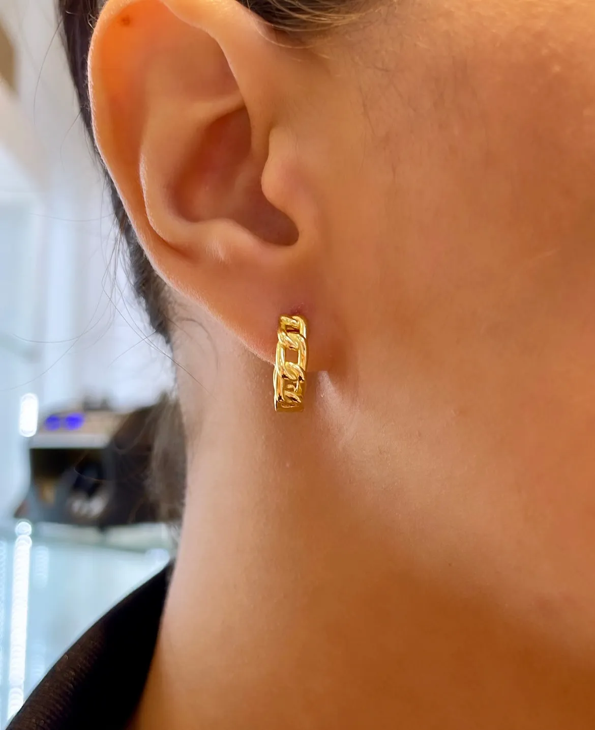 925 Cute Cuban-link Huggie Earrings
