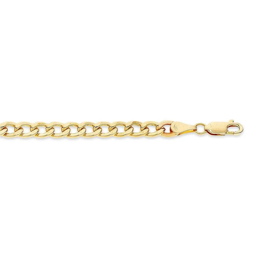 9ct Yellow Gold Silver Infused Curb Chain Necklace 50cm