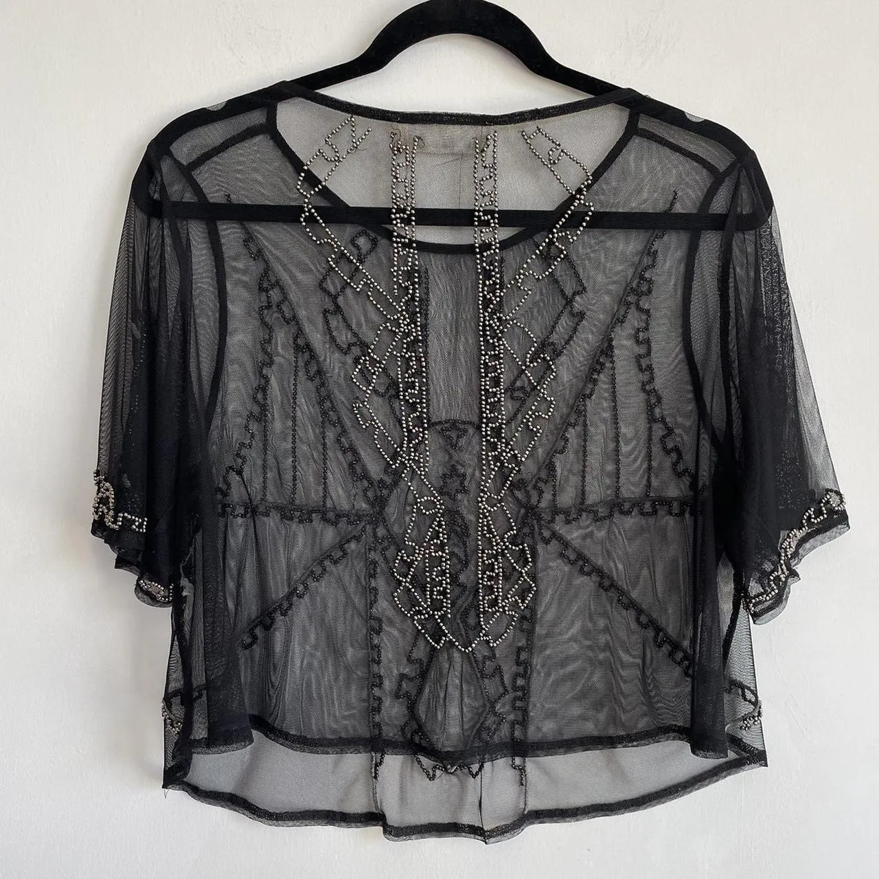 ABERCROMBIE & Fitch Sheer Beaded Blouse Extra Small NWT