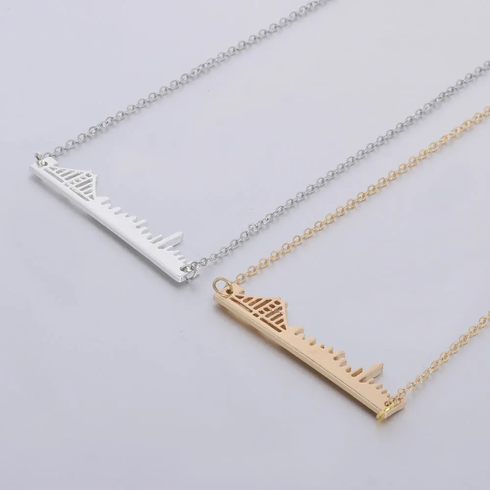 About 48*20mm City Necklace City Pendant Minimalist Necklace Jewelry visitors necklace San Francisco Skyline Pendant Necklace gold 1pcs