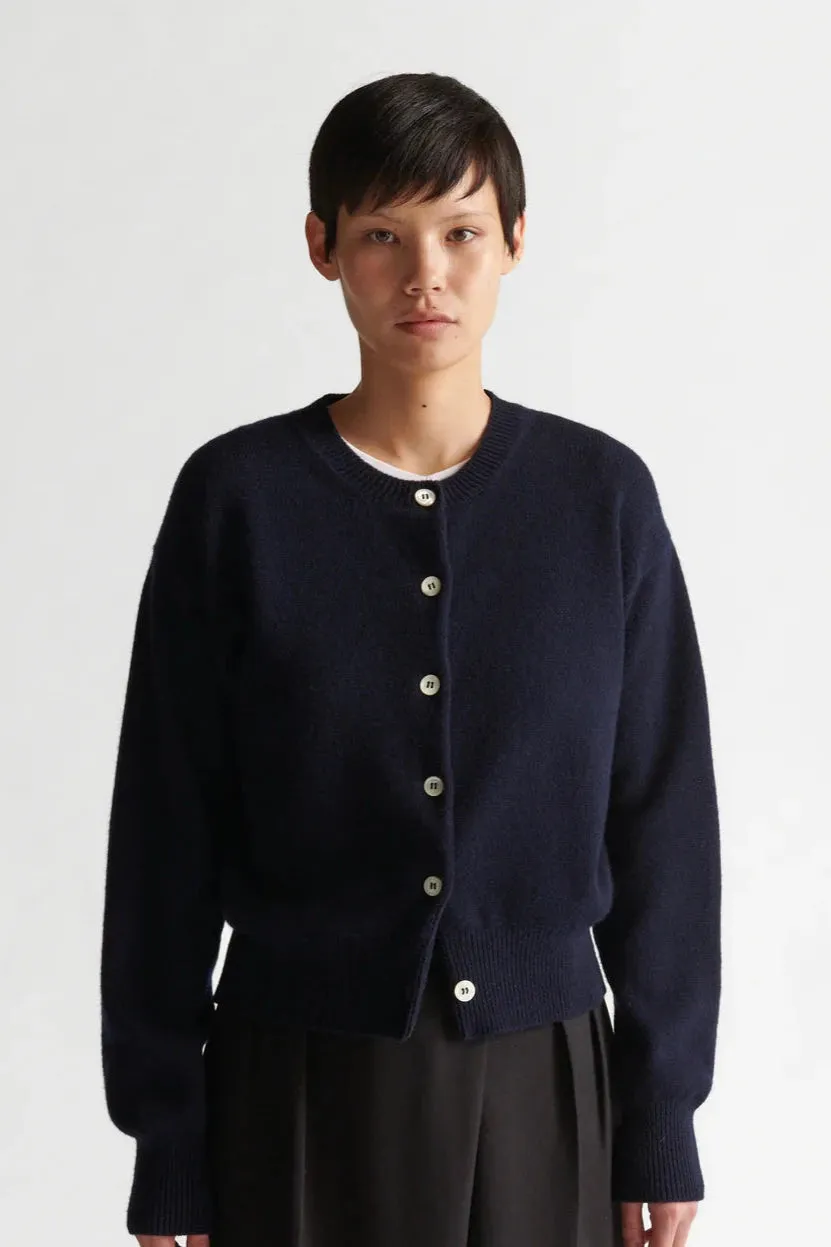 Ada Crewneck Cardigan, Navy