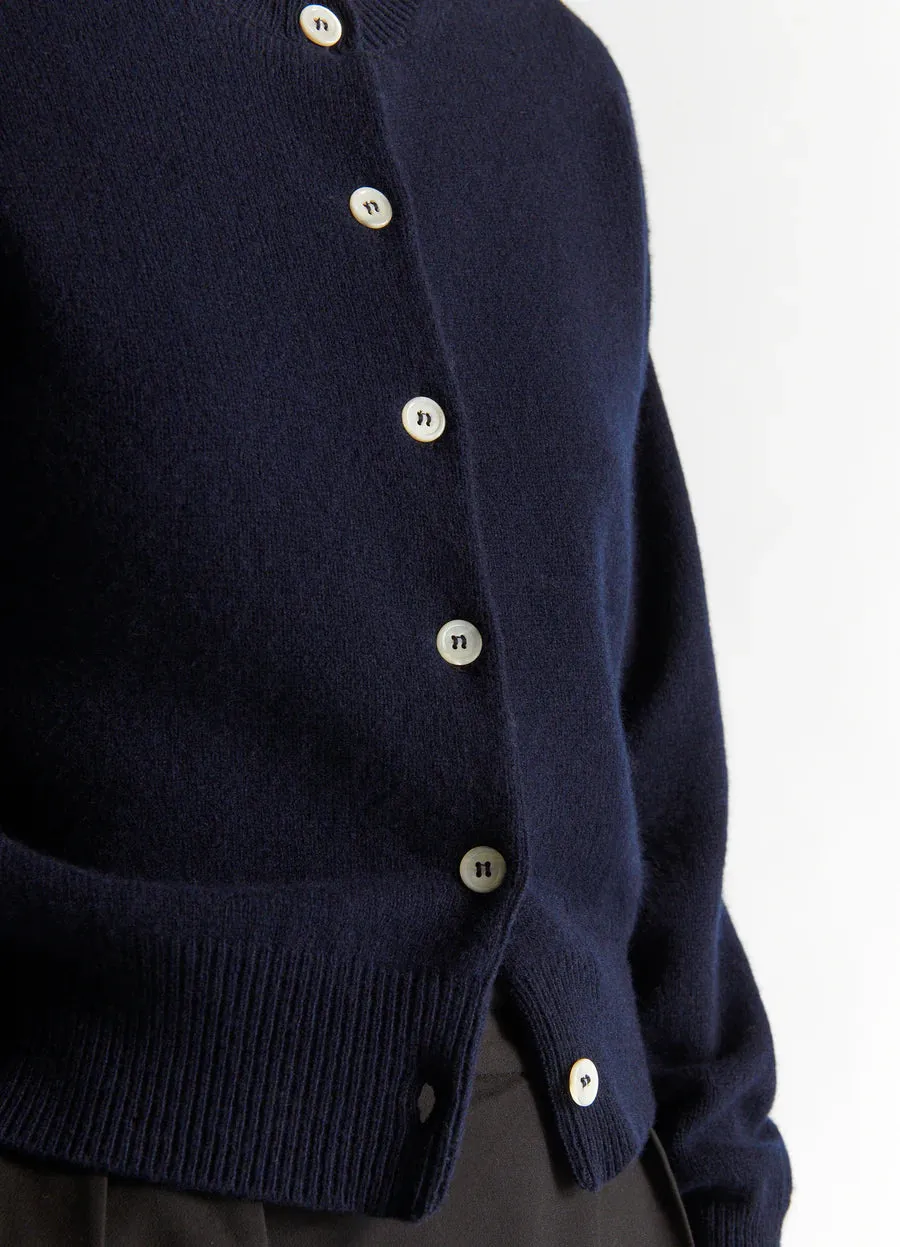 Ada Crewneck Cardigan, Navy