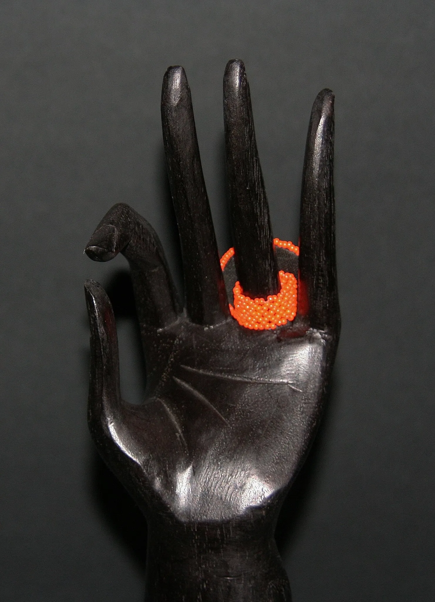 African Beaded Ring Orange Color 7