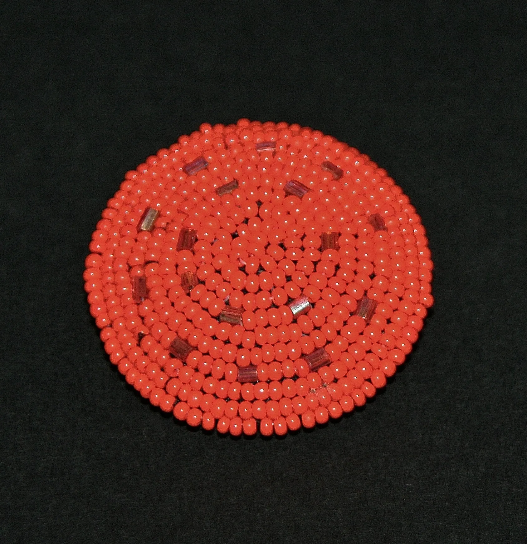 African Beaded Ring Orange Color 7