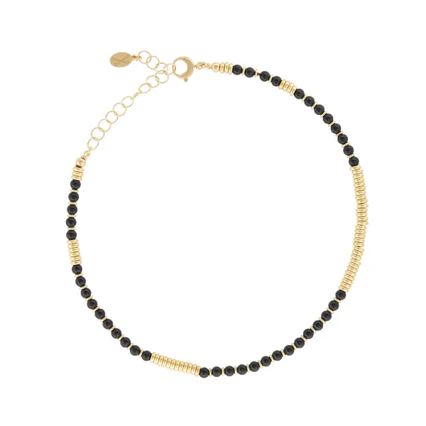 Agata and Lava Stone with Yellow Gold Gift Idea for her
