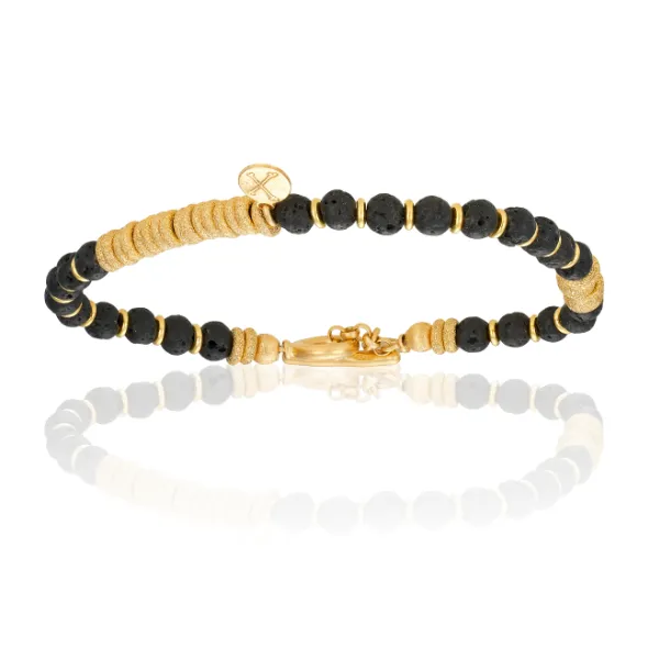 Agata and Lava Stone with Yellow Gold Gift Idea for her