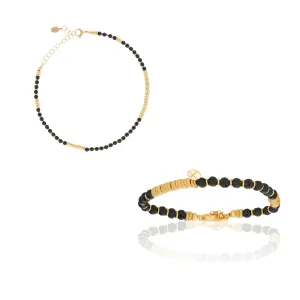 Agata and Lava Stone with Yellow Gold Gift Idea for her