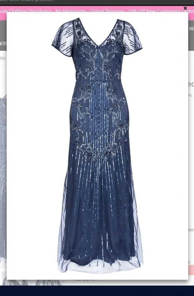 Aidan Mattox MD1E203304 Flutter Sleeve Beaded Gown