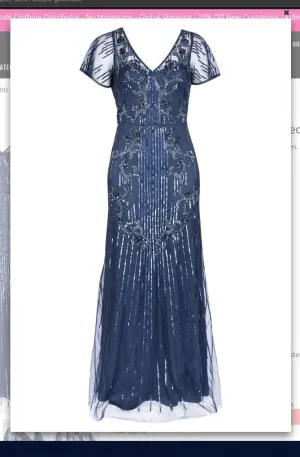 Aidan Mattox MD1E203304 Flutter Sleeve Beaded Gown