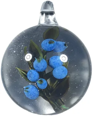 Akihiro Okama 2018 Art Glass Paperweight Lampwork Blueberry Pendant