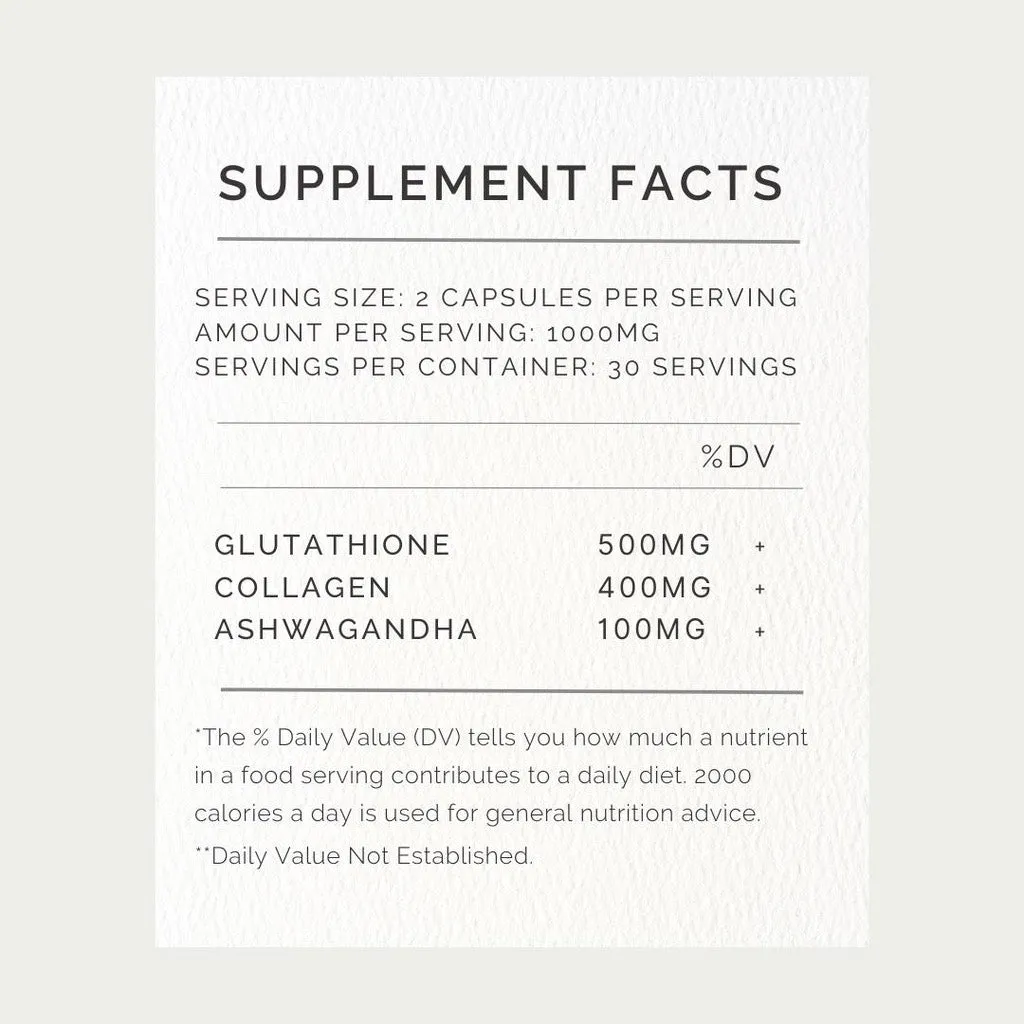 All Covered Bloom (L-Glutathione, Marine Collagen, Ashwagandha) Beauty Supplement 1000mg 60caps