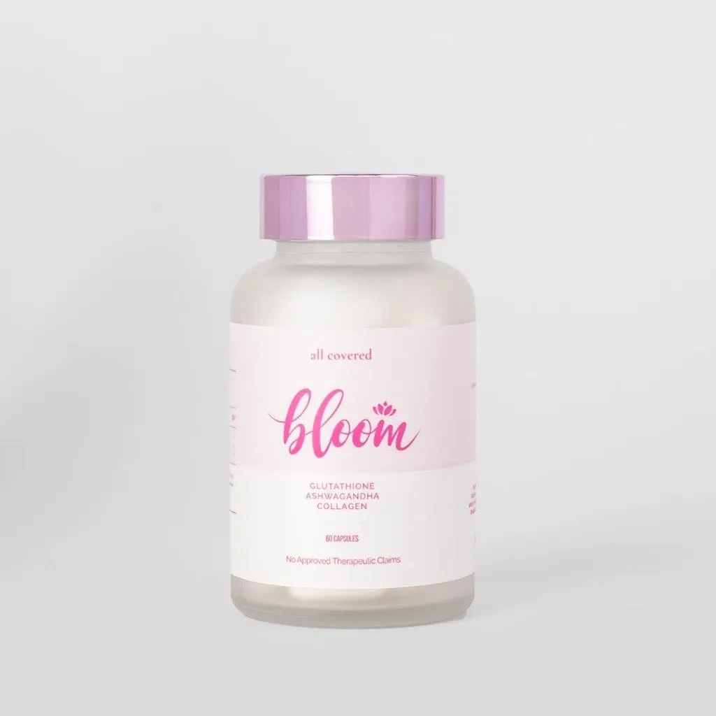 All Covered Bloom (L-Glutathione, Marine Collagen, Ashwagandha) Beauty Supplement 1000mg 60caps