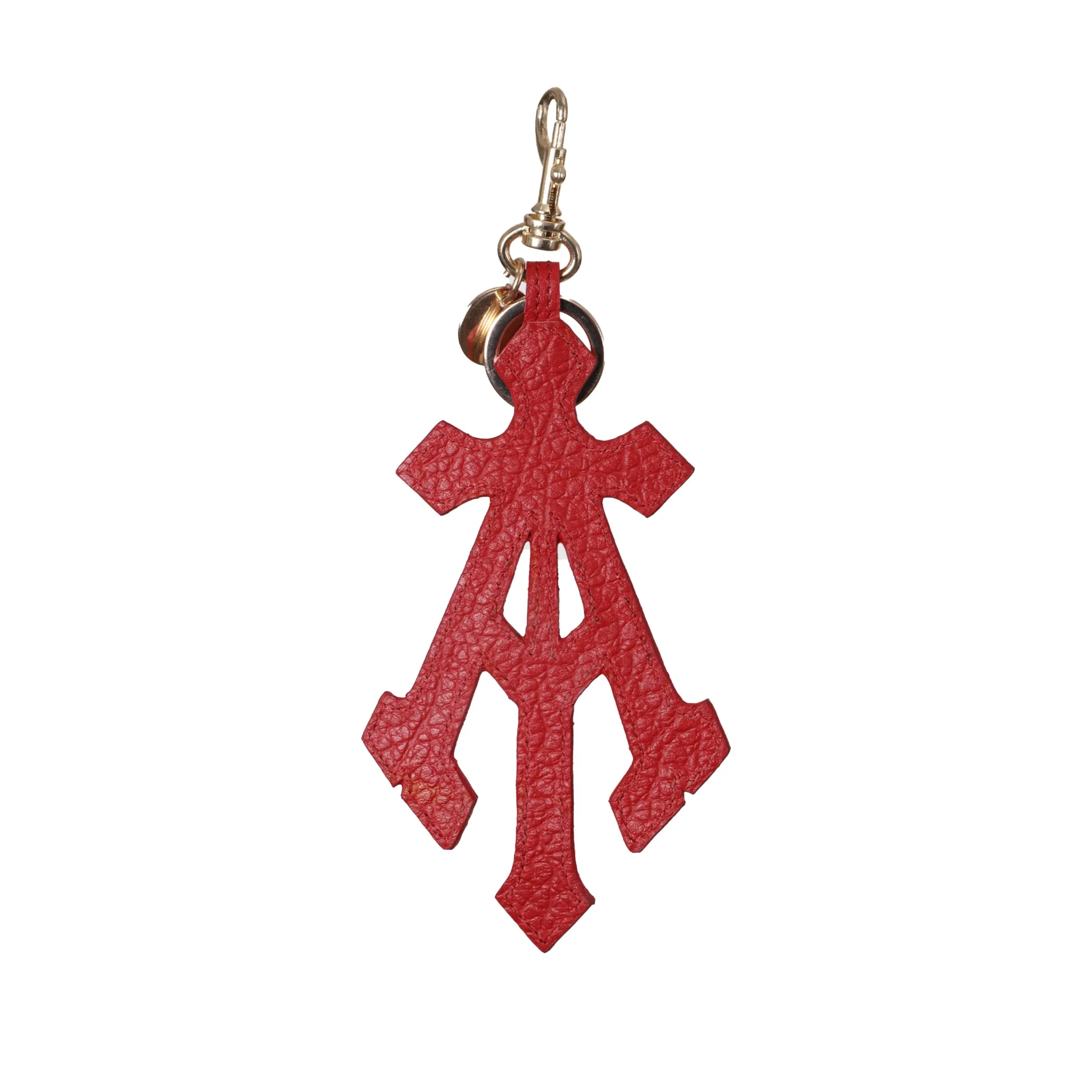 ALPHA CROSS LEATHER KEYCHAIN (RED)