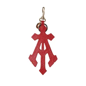 ALPHA CROSS LEATHER KEYCHAIN (RED)